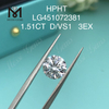 1,51 ct D VS1 RD EX Corte Grau de diamante cultivado em laboratório HPHT