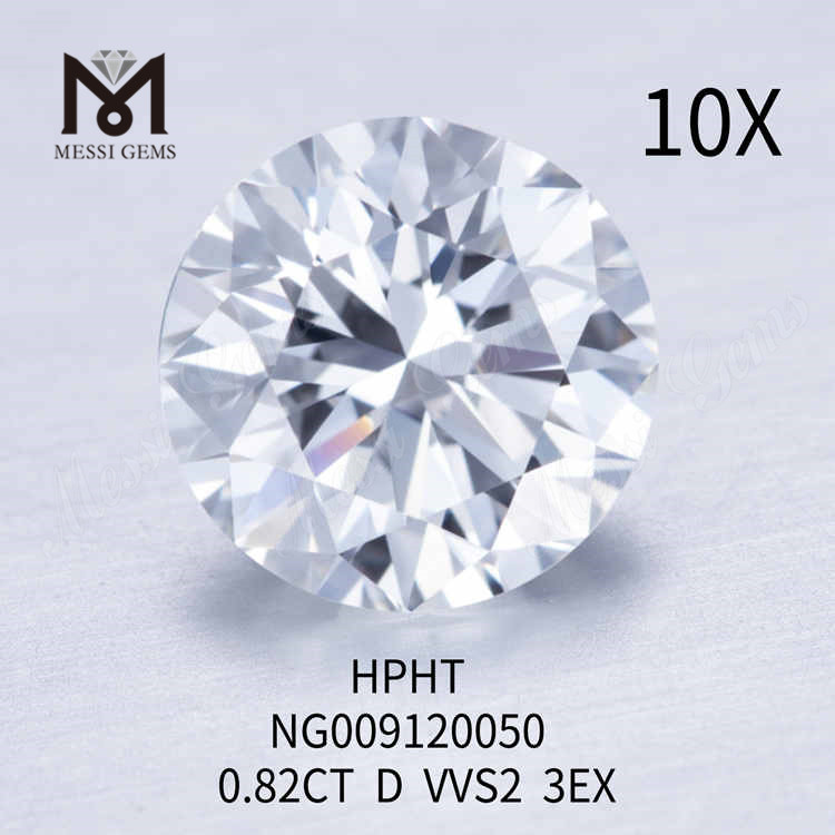 0,82CT Redondo D VVS2 3EX diamante solto feito em laboratório 