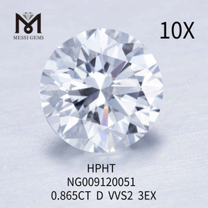 0,865CT RD branco VVS2 3EX diamantes produzidos em laboratório
