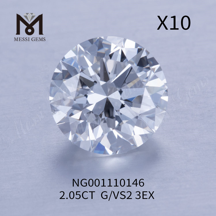 2.05ct G Round VS2 EX Cut Grade melhores diamantes cultivados em laboratório online