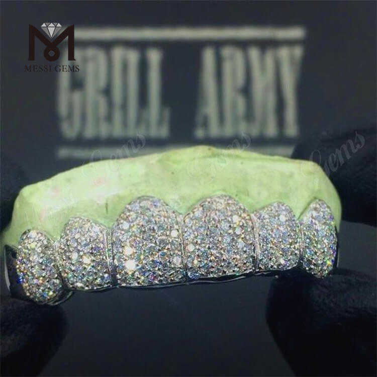 Grillz de dentes de ouro 18k personalizado Moissanite diamond grillz