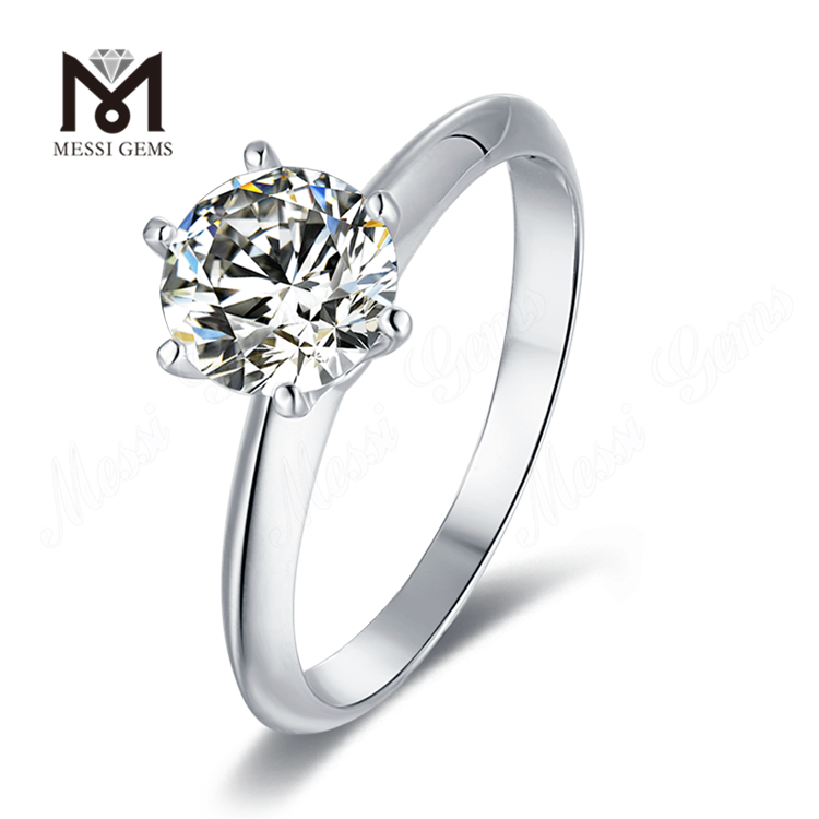 Messi Gems 1 ct moissanite solitário 925 esterlina anel para casamento de noivado