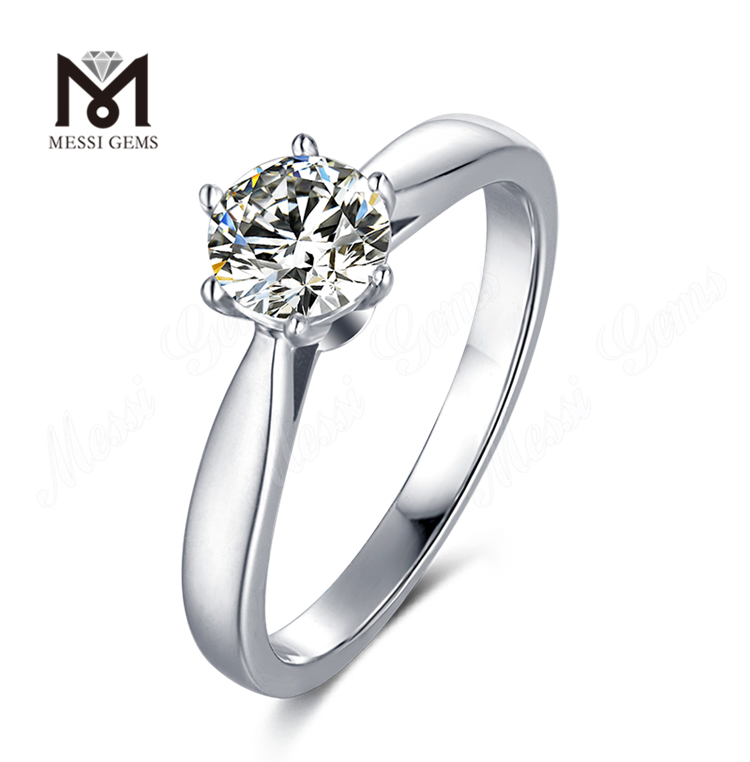 Messi Gems ashion anéis jóias mulheres 925 anel de prata esterlina 1 ct banhado a ouro branco