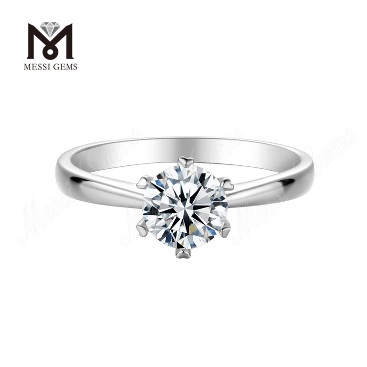 Messi Gems atacado 1 quilate DEF moissanite diamante casamento delicado anel de prata esterlina 925