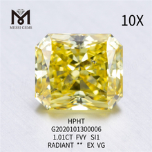 1.01ct FVY Radiant lapidado solto em laboratório de diamante VG