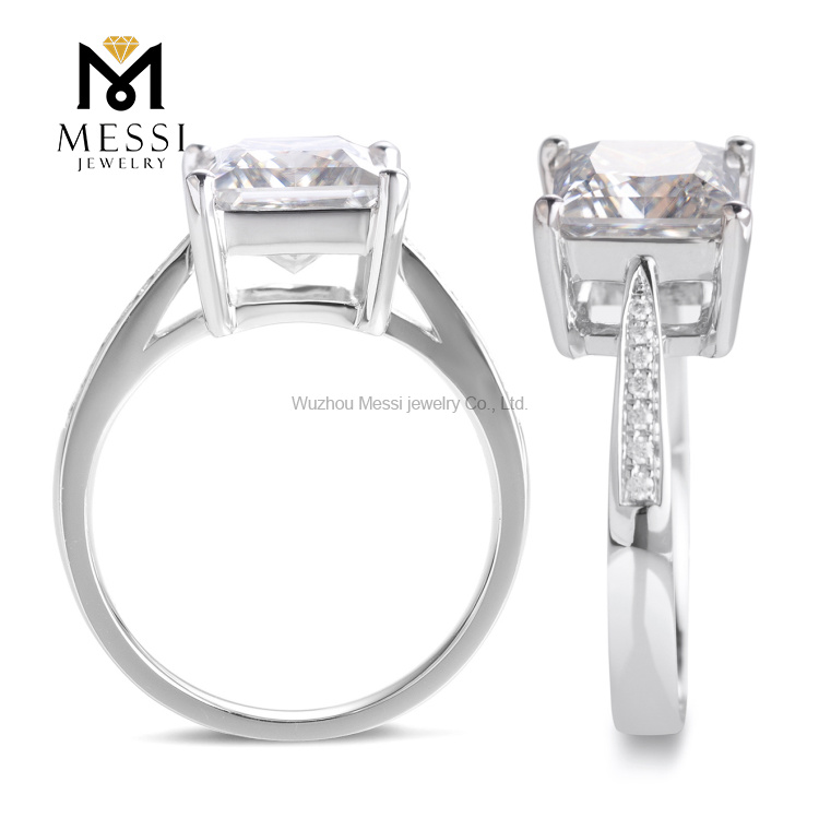 Anel de diamante moissanite Quadrado princesa corte 14k 18k anel de ouro branco para mulher jóias anel de menina