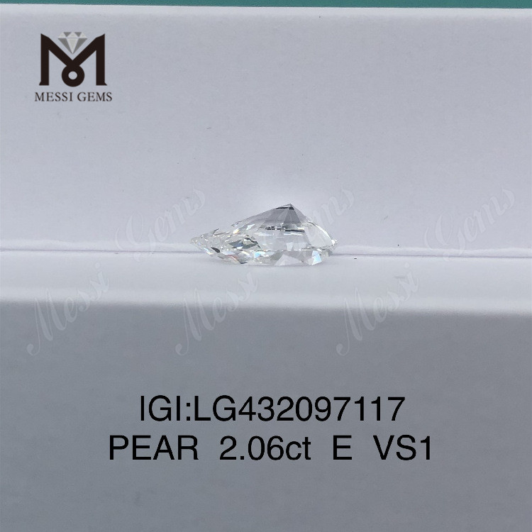 Diamantes cultivados em laboratório em forma de pêra E/VS1 de 2,06 quilates FAIR VG