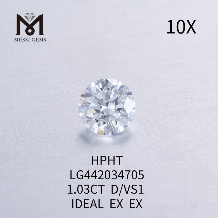 1,03 quilates D VS1 IDEAL EX EX Diamantes redondos feitos por humanos