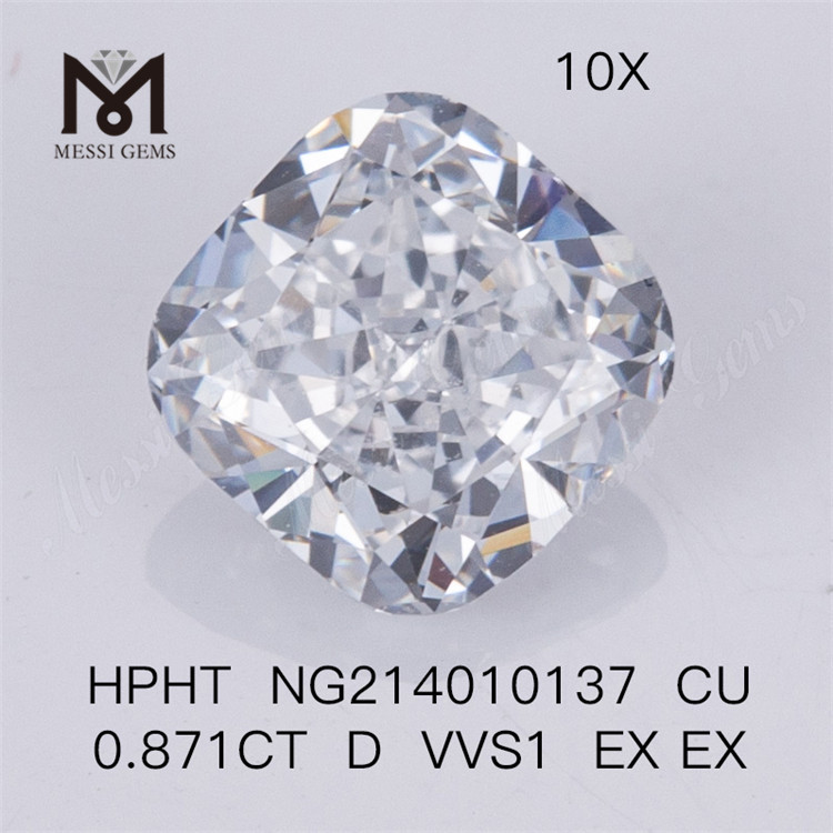 0,871CT D VVS HPHT diamantes de laboratório Almofada de diamantes sintéticos soltos