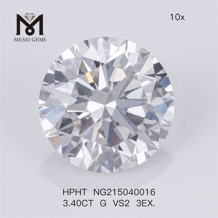 Diamante de laboratório 3.40CT HPHT G VS2 3EX 