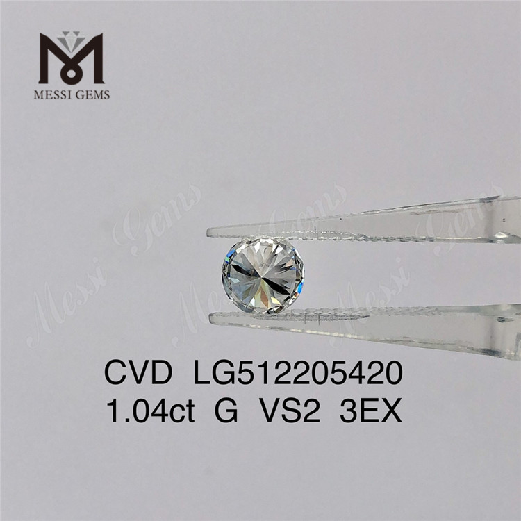 Diamante de laboratório cvd solto de 1,04 ct G mais vendido vs diamante de laboratório redondo 3EX preço de fábrica