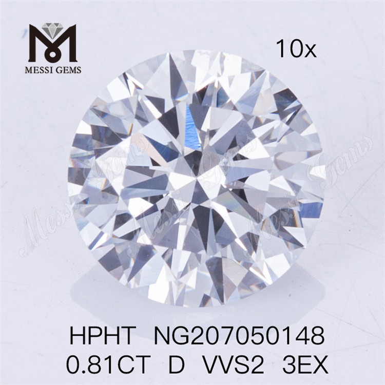 Diamantes cultivados em laboratório HPHT 0,81CT D VVS2 3EX RD