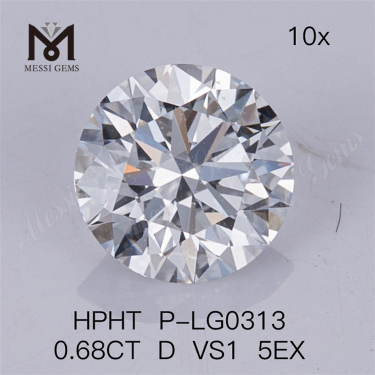 Diamante de laboratório HPHT 0,68CT D VS1 5EX Diamantes cultivados em laboratório