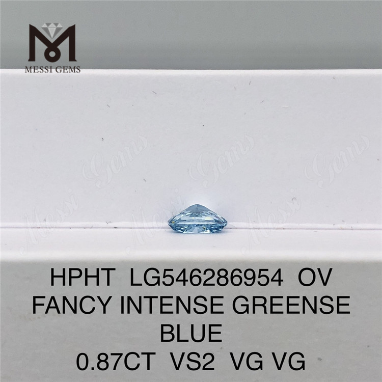 0,87CT OV FANCY INTENSE GREENSE BLUE VS2 VG VG HPHT laboratório diamante LG546286954