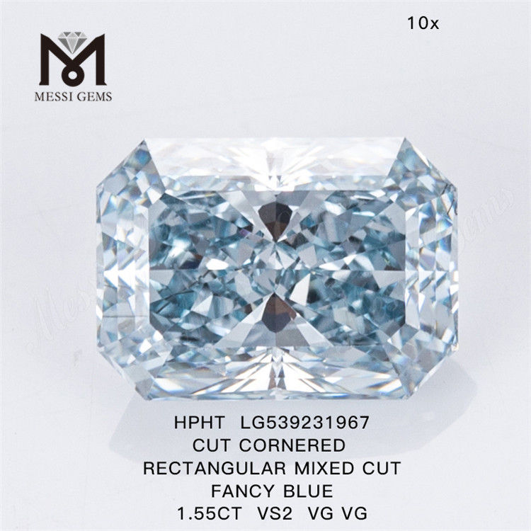 Diamante HPHT azul de 1,55 quilates no atacado Diamantes de laboratório azul HPHT RETANGULAR