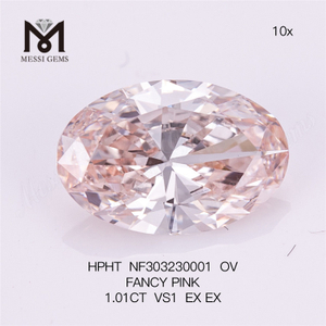 1.01CT OV ROSA FANCY VS1 EX EX diamantes rosa feitos pelo homem HPHT NF303230001