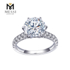 Anel de diamante moissanita 14 quilates e 18 quilates anel de ouro branco feminino