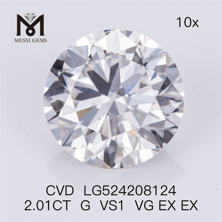 2.01 Ct G cor VS1 diamante de laboratório corte redondo CVD diamante solto