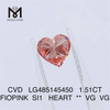 1.51CT FIOPINK SI1 HEART VG VG atacado laboratório criado diamantes CVD LG485145450