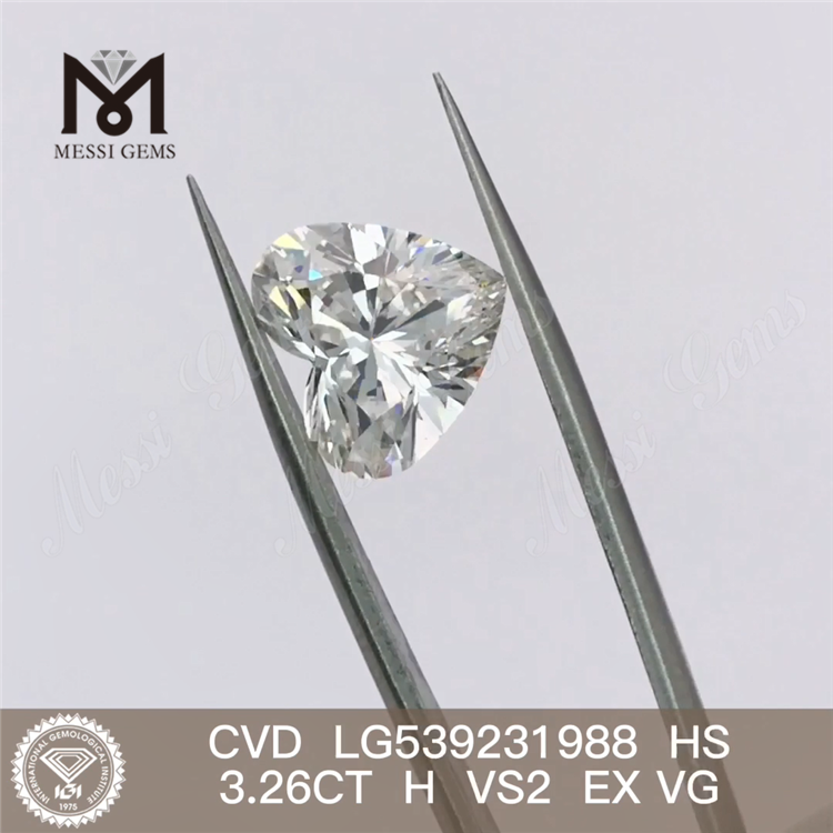 3,26 ct H CVD coração melhor diamante de laboratório solto HS diamante de laboratório solto à venda