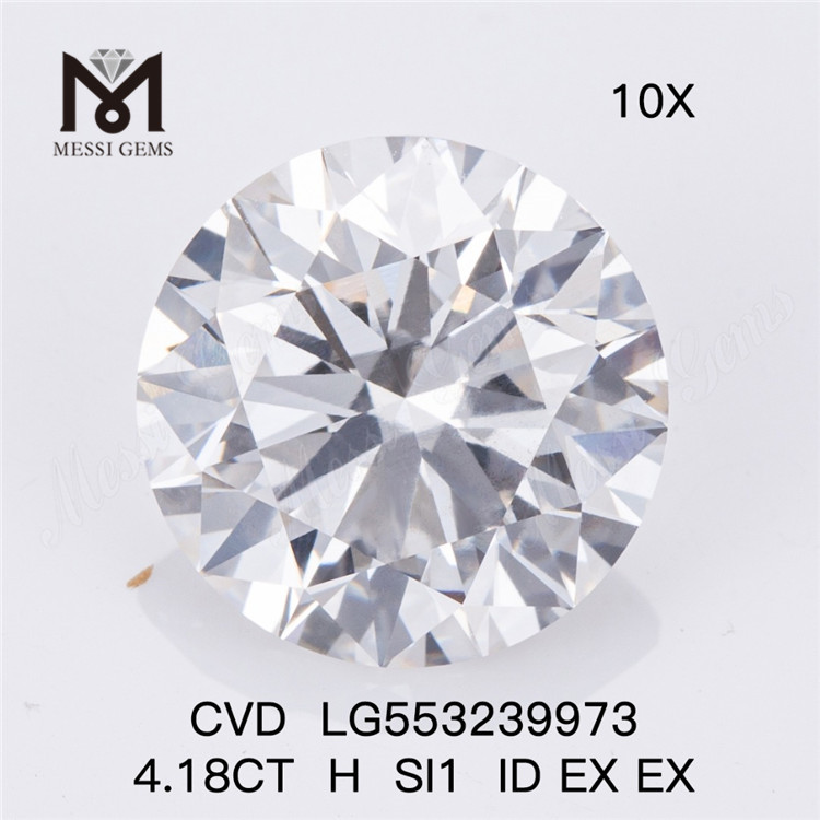Diamantes de laboratório soltos de cor 4,18CT H SI1 ID EX EX diamante cultivado em laboratório preço de atacado
