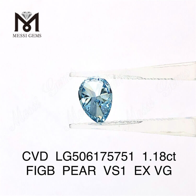 1,18 quilates IGI Diamante de laboratório lapidação pêra Azul