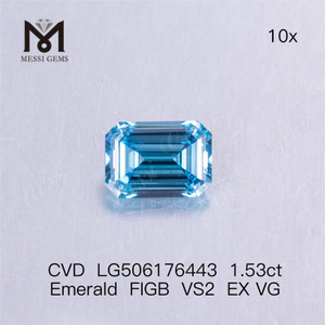 Diamante com corte esmeralda de 1,53 ct cultivado em laboratório Diamante azul preço de atacado