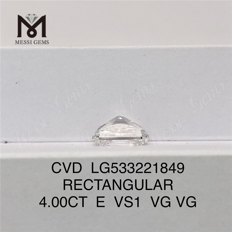 Diamante de laboratório solto RETANGULAR E VS1 igi de 4,00 ct Certificado IGI certificado de diamantes cultivados em laboratório