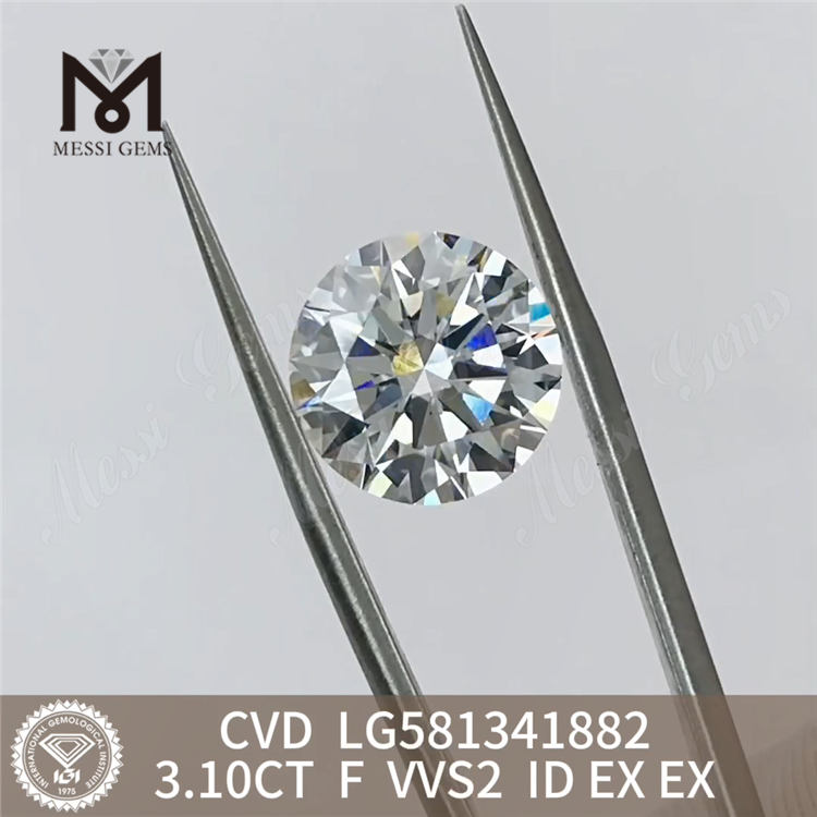 3.10CT F VVS2 ID EX EX Diamantes CVD por atacado para fabricantes de joias CVD LG581341882丨Messigems