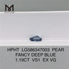 1.19CT VS1 PEAR FANCY DEEP BLUE EX VG HPHT Azul Hpht Diamante Custo LG586347003