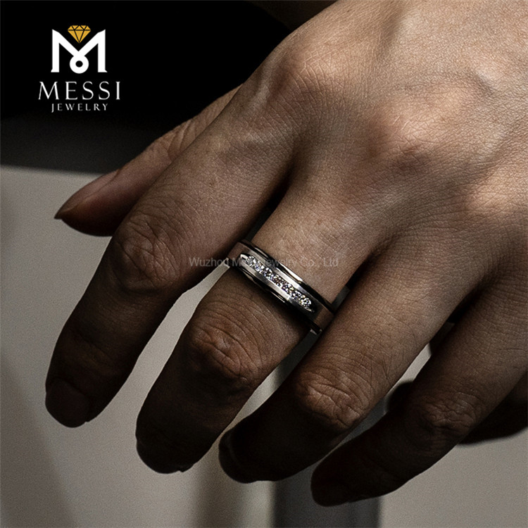 Anel masculino de diamante de laboratório de 2 mm em ouro 18K 11g preto para casamento