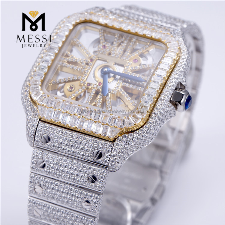 Verificador feito a mão luxuoso do diamante da passagem do relógio do diamante de VVS Moissanite