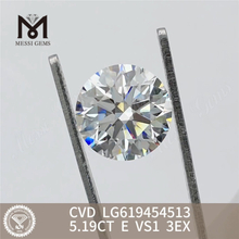 5.19CT E VS1 3EX Custo de corte redondo de diamante CVD de 5 ct LG619454513丨Messigems