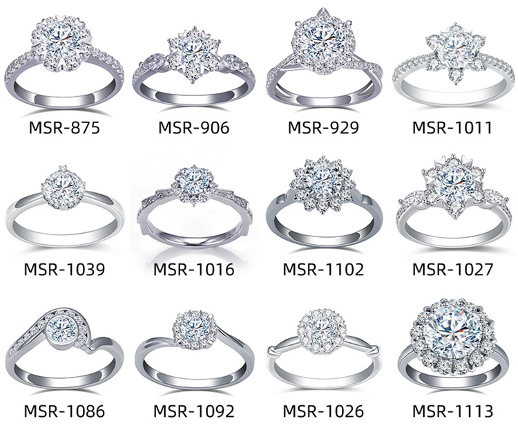 Anel de noivado de casamento de joias de ouro 14k 18k para mulher halo anel de diamante