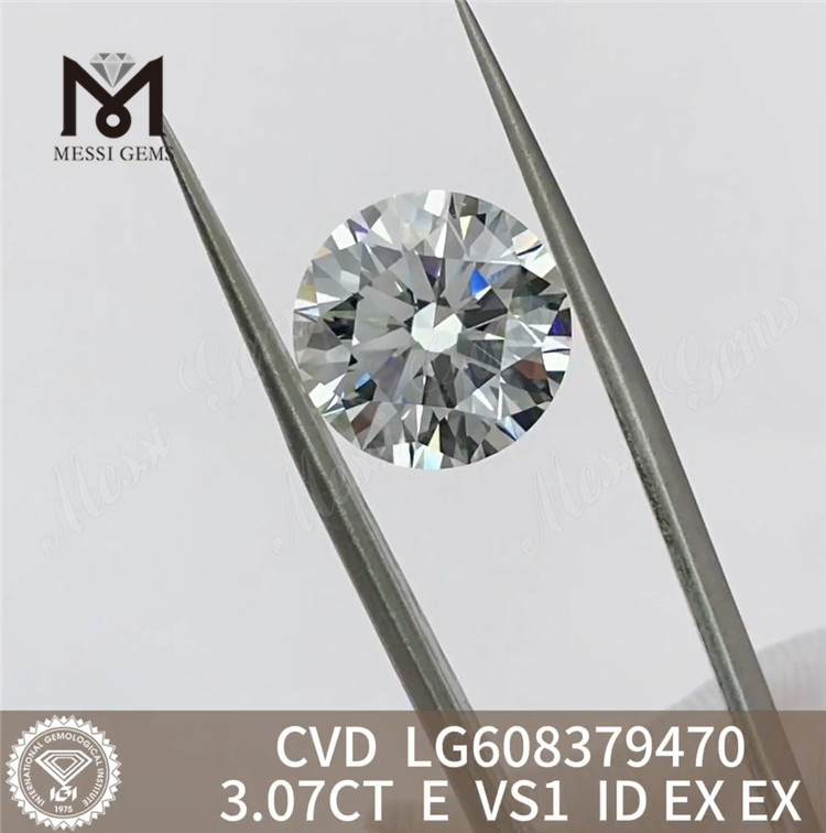 3.07CT E VS1 RD 3ct cvd diamante sintético LG608379470 para configurações personalizadas丨Messigems 