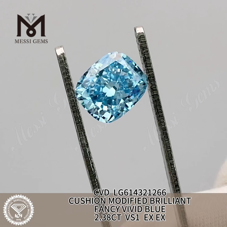 2.38CT VS1 CUSHION FANCY VIVID BLUE igi laboratório cultivado Diamantes Certificados丨Messigems CVD LG614321266