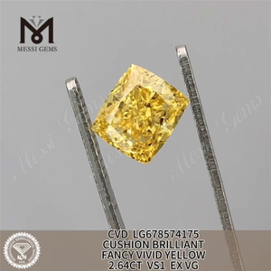 2,64ct Laboratório de almofada Diamantes cultivados