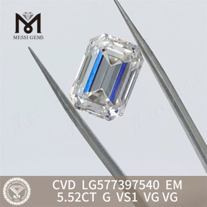 5,52ct G vs1 VG CVD Laboratório de Emerald Diamantes Cultivados LG577397540 丨 Messigems CVD