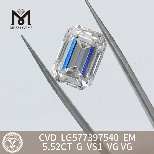 5,52ct G vs1 VG CVD Laboratório de Emerald Diamantes Cultivados LG577397540 丨 Messigems CVD