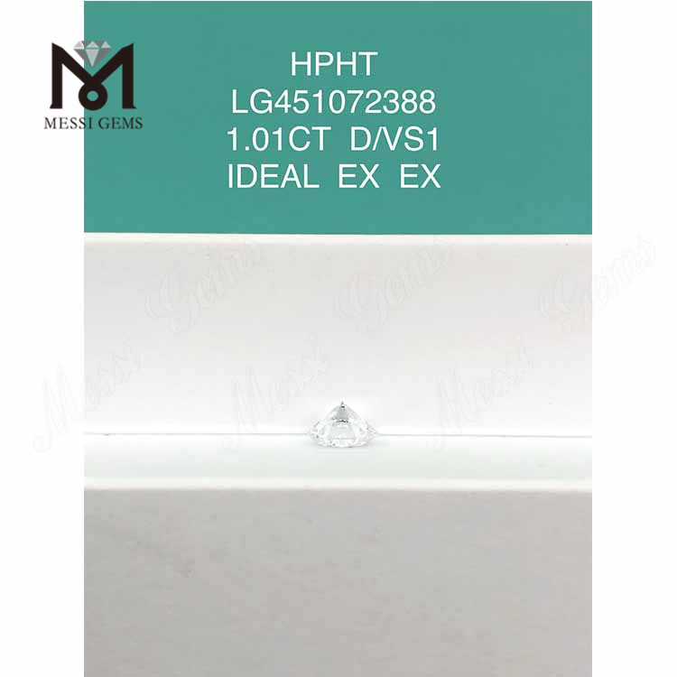 1,01 ct D VS1 Redondo IDEL Grau de corte diamante cultivado em laboratório HPHT