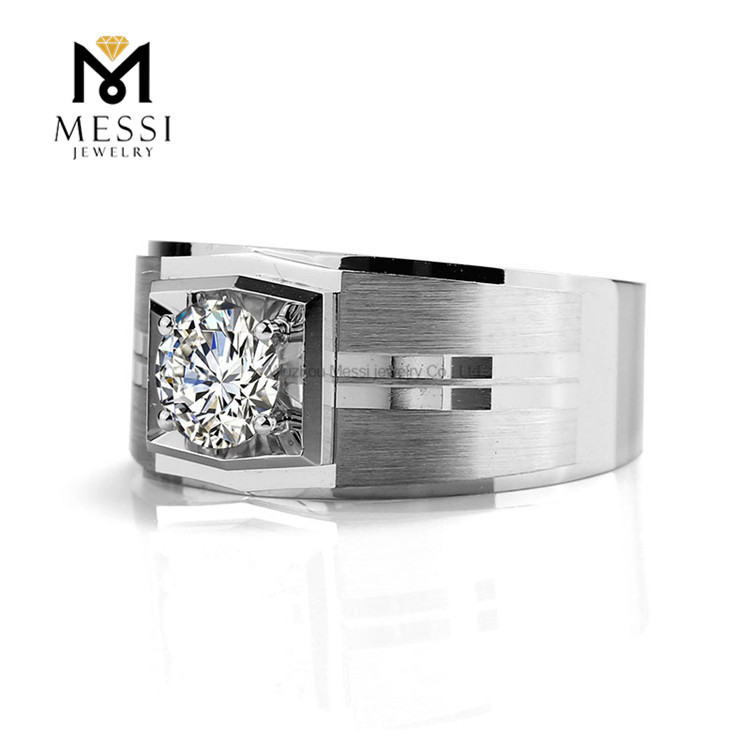 Anel de diamante de laboratório de moda de ouro 18K de 1 quilate para homens