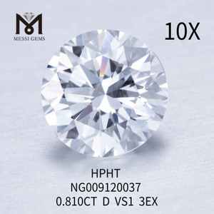 0,810CT D VS1 branco redondo diamante solto feito em laboratório 3EX