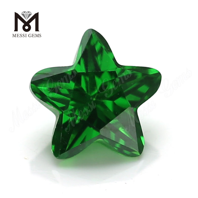 Pedras de zircônia cúbica em forma de estrela de cor verde 3*3-12*12mm cz para fabricação de joias