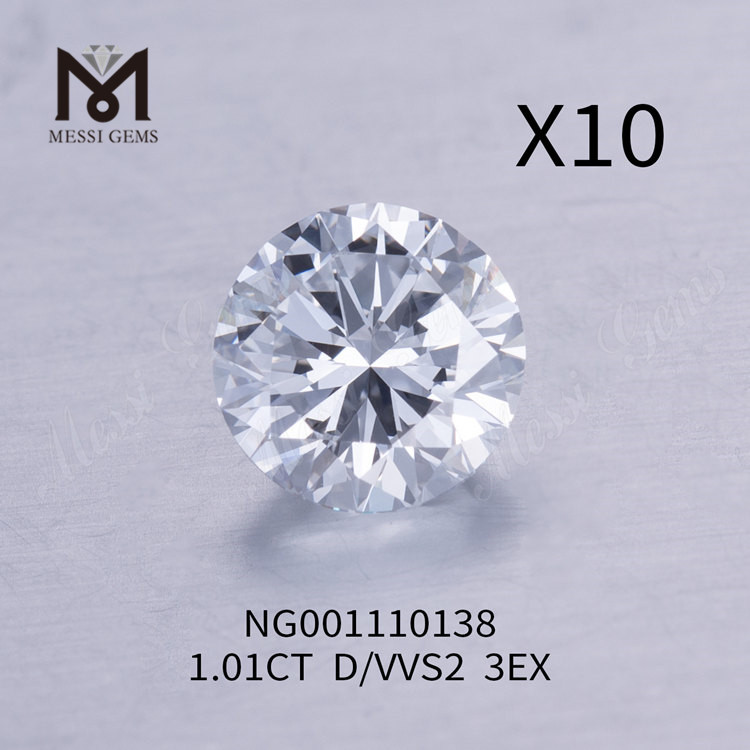 1,01 ct VVS2 D RD diamante cultivado em laboratório EX Cut Grade