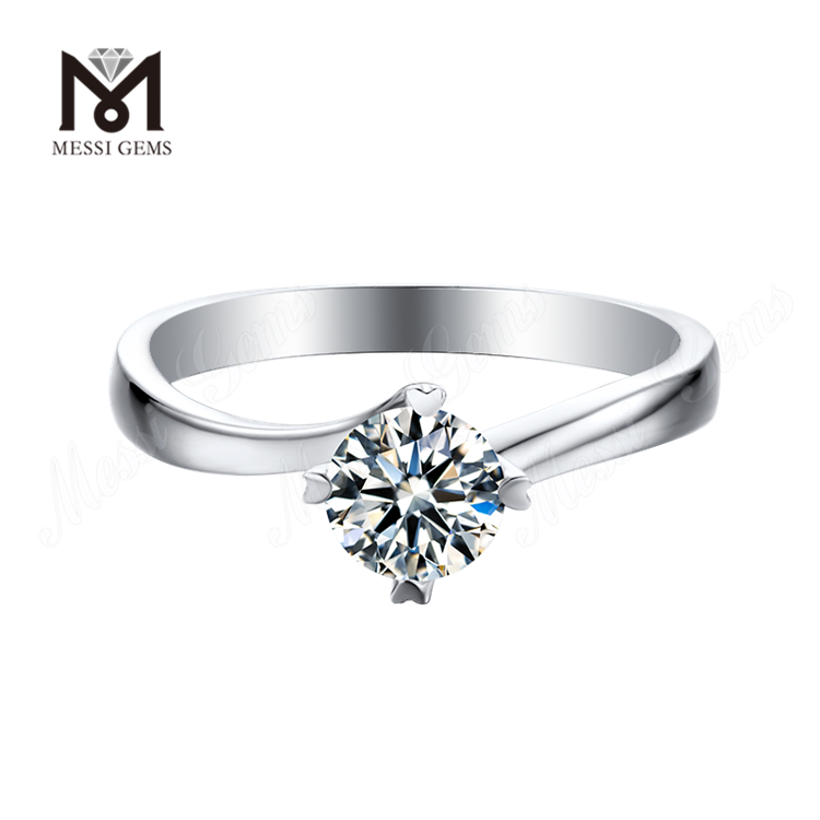 Messi Jewelry minimalista 1 quilate moissanite diamante casamento 925 anéis de prata esterlina