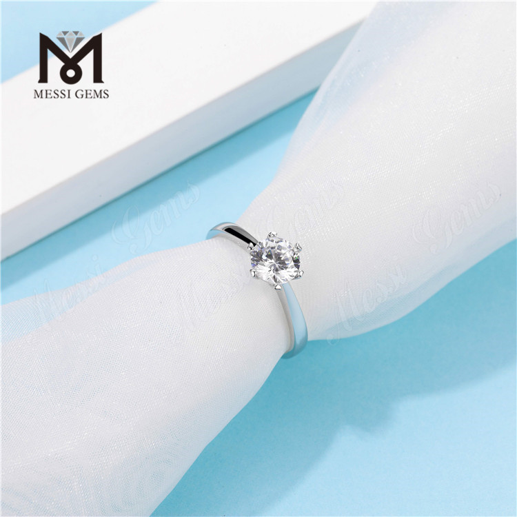 Messi Gems atacado 1 quilate DEF moissanite diamante casamento delicado anel de prata esterlina 925