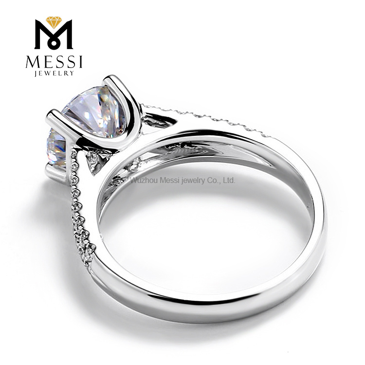 Anéis de diamante cultivados em laboratório de 1,5 ct pinos definindo anel de noivado em ouro branco sólido 14k 18k