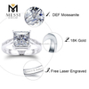 Anel de diamante moissanite Quadrado princesa corte 14k 18k anel de ouro branco para mulher jóias anel de menina