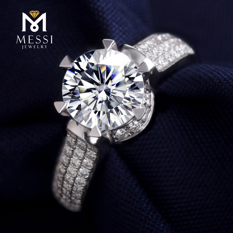 Anéis de diamante moissanite seis garras conjunto anel de joias de ouro branco 18k para homens e mulheres noivado casamento
