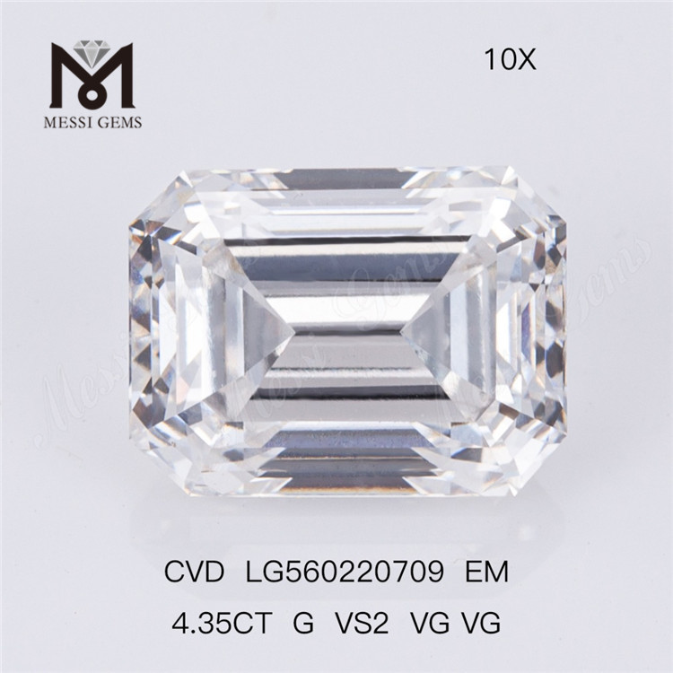 4.35CT G VS2 VG VG diamante de laboratório com corte esmeralda CVD à venda